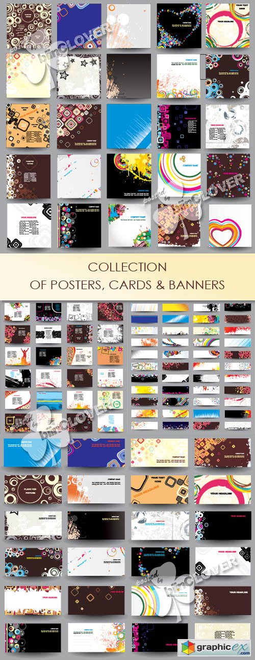 Vector Collection of posters, cards and banners 0436