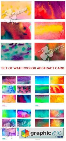 Vector Set of watercolor abstract card 0449