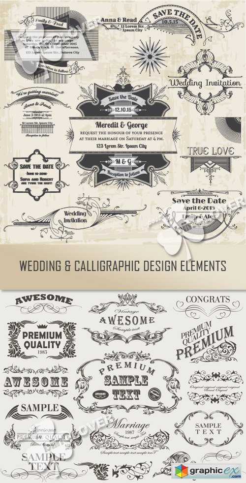 Vector Wedding and calligraphic design elements 0432