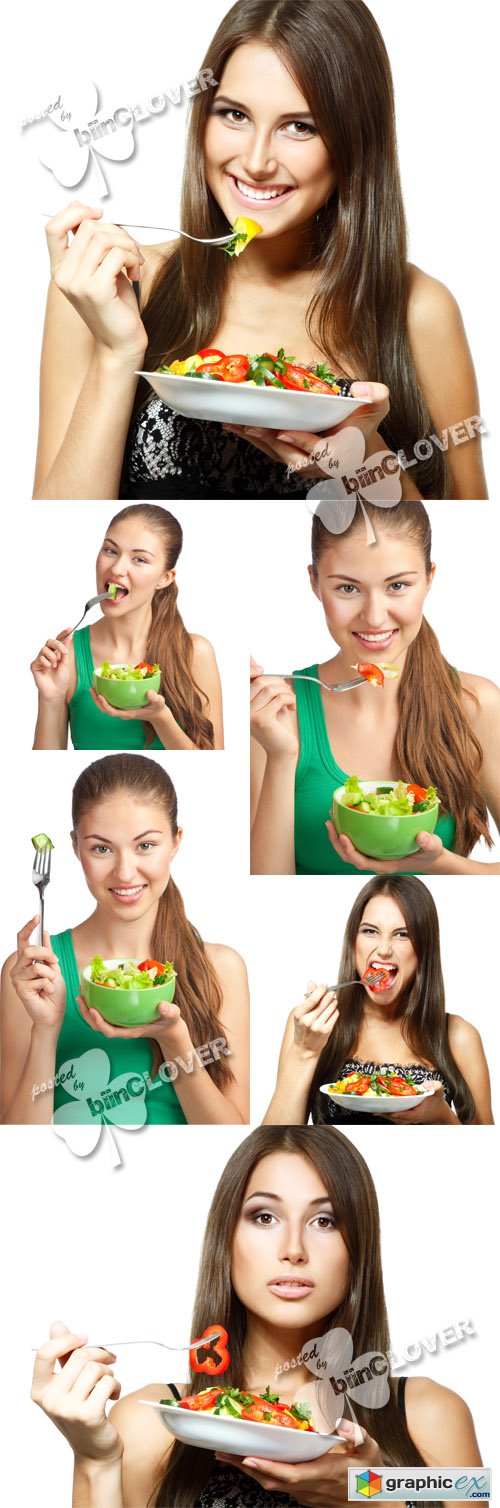 Woman eating salad 0432