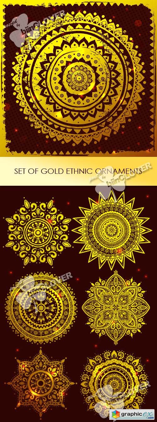 Vector Set of gold ethnic ornaments 0427