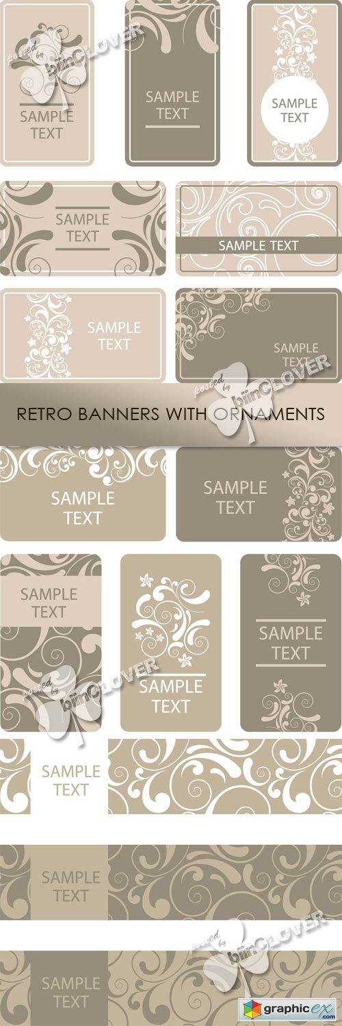 VectorRetro banners with ornaments 0427