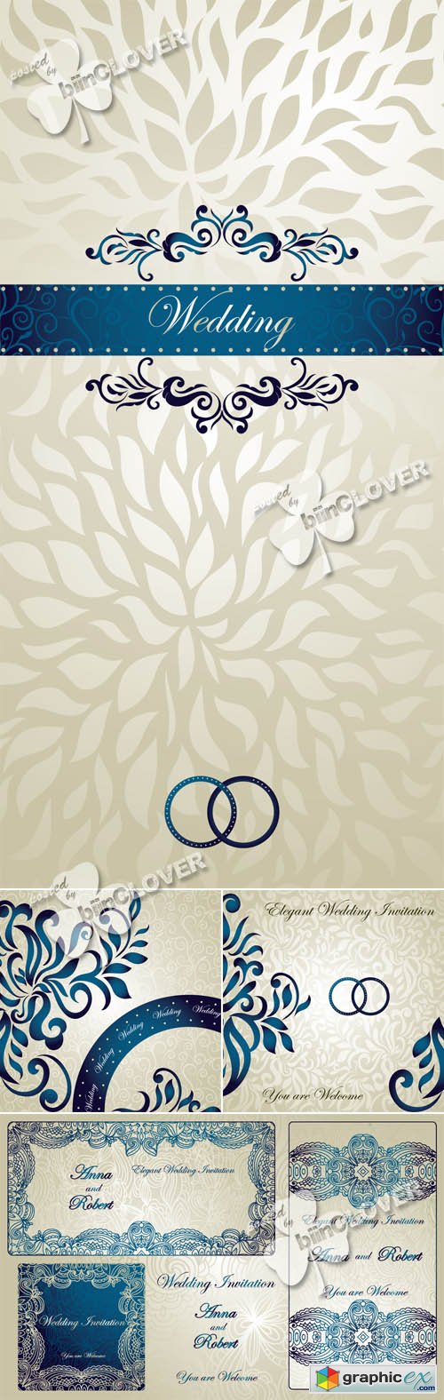 Vector Wedding invitation with floral design 0423