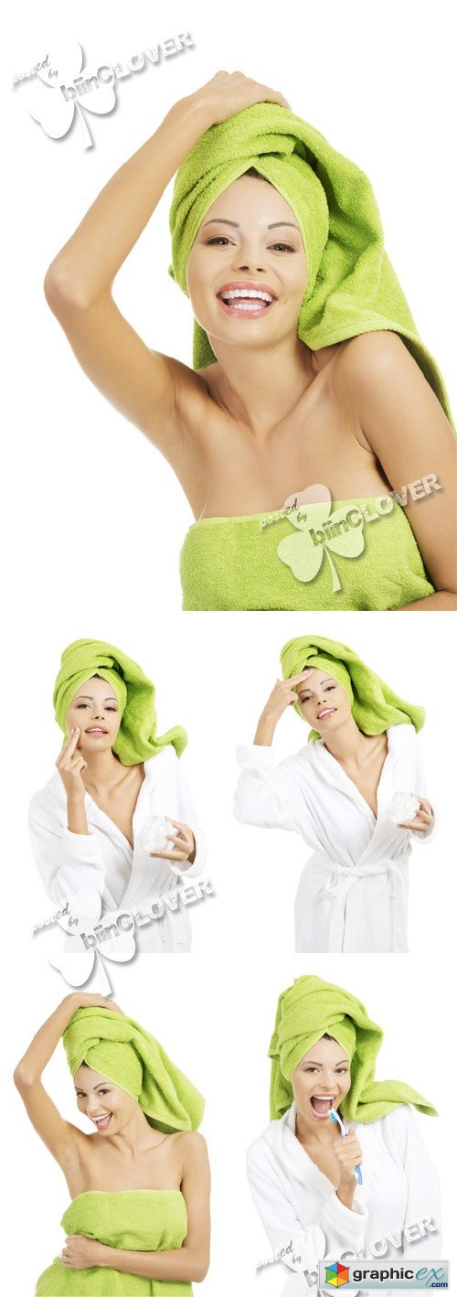 Woman with green towel 0416