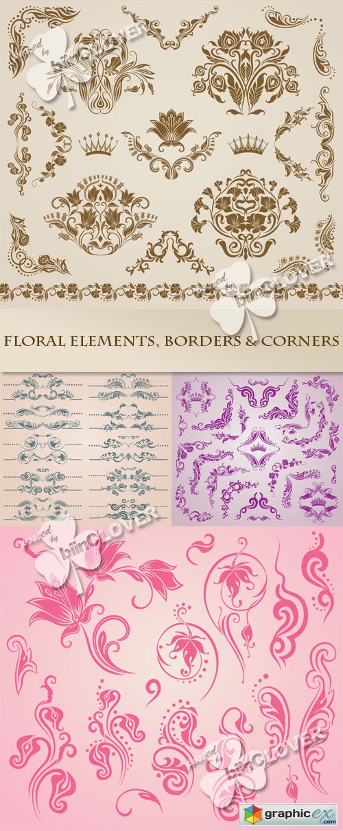 Vector Floral elements, borders,  and corners 0315