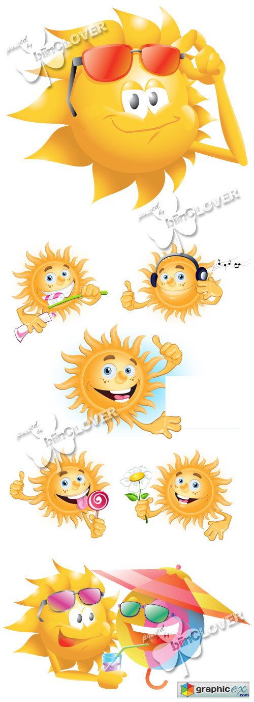 Vector Cartoon  icons of sun 0413