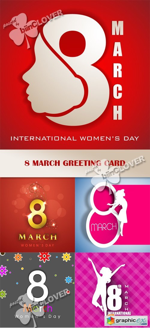 Vector 8 March greeting card 0384