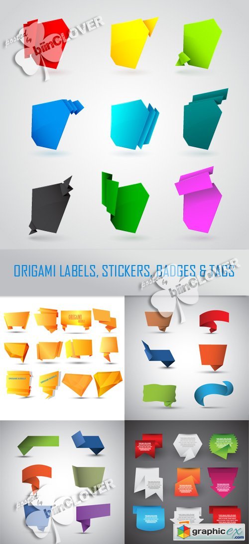 Vector Origami label,sticker badges and tags 0391