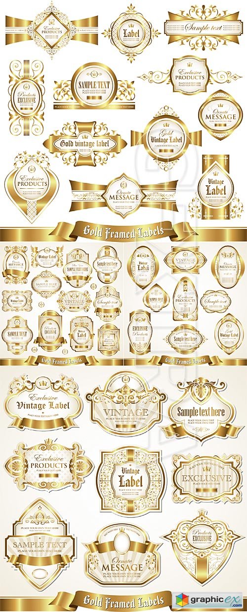Vector White gold-framed labels