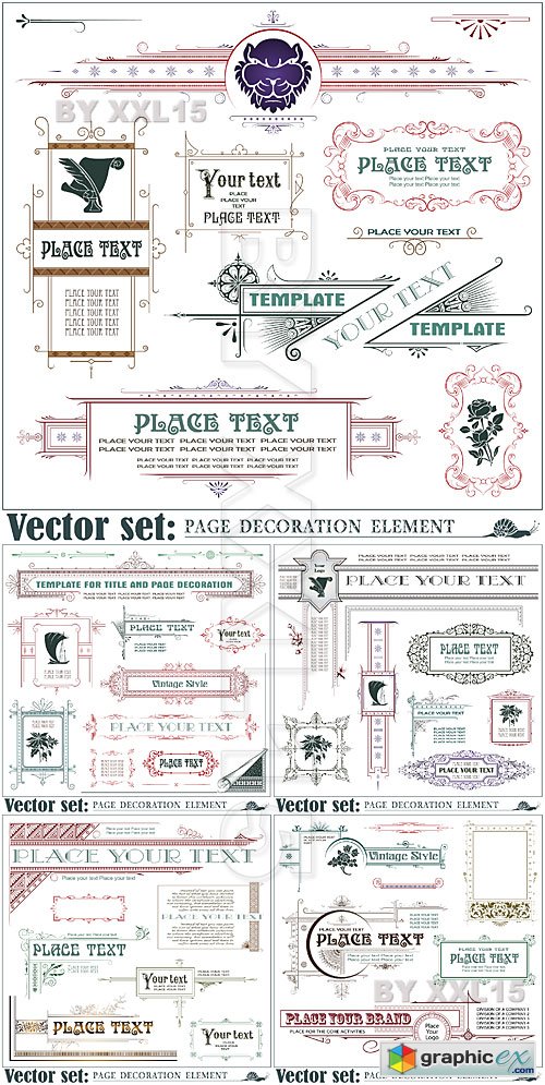 Vector Calligraphic design elements and page decorations 6