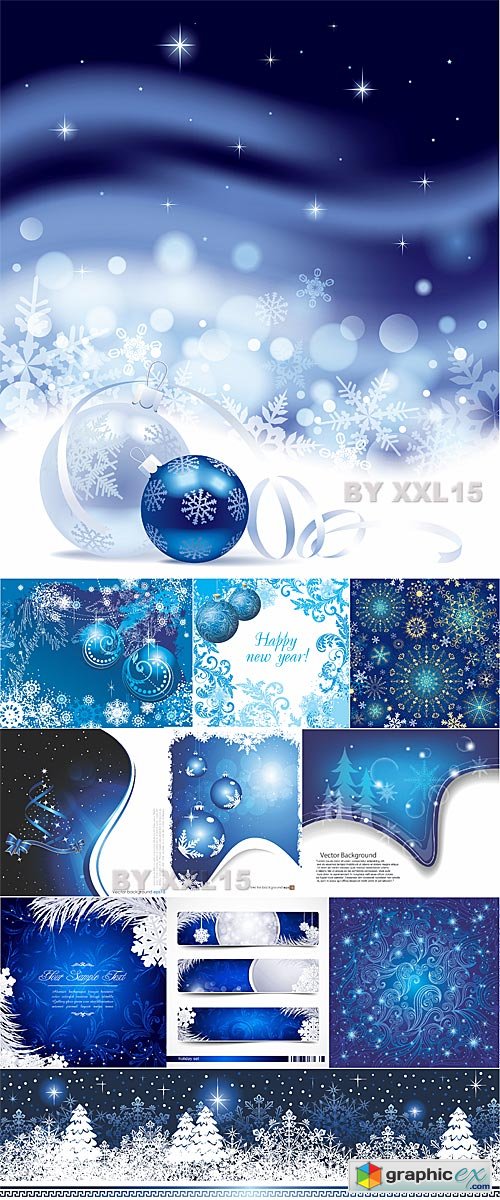 Vector Blue Winter Christmas backgrounds