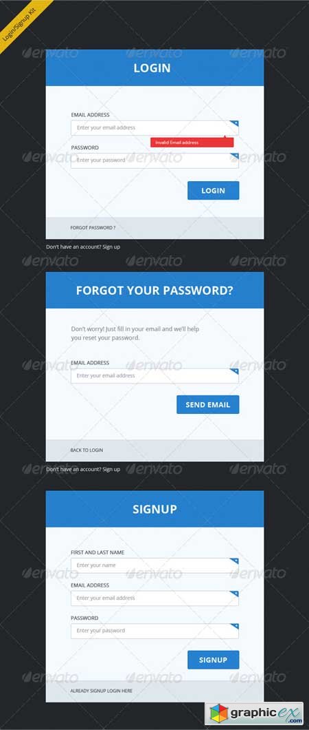 Clean, Clear and Bold Login Signup Forms