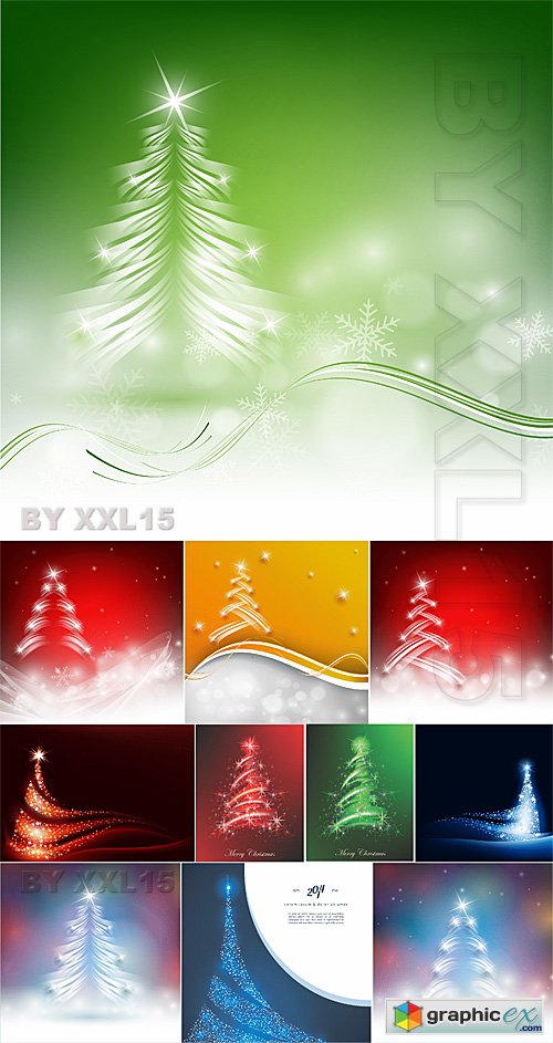 Vector Abstract colorful Christmas trees