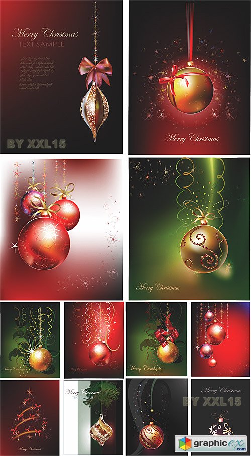 Vector Christmas cards with balls