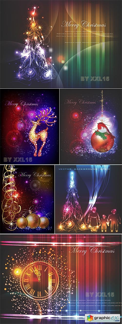 Vector Christmas and New Year neon backgrounds