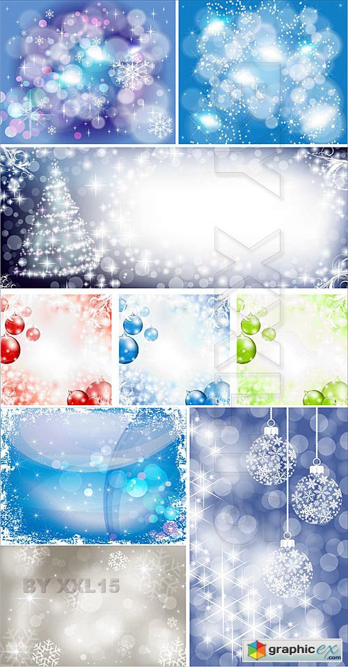 Vector Winter Christmas backgrounds with snowflakes