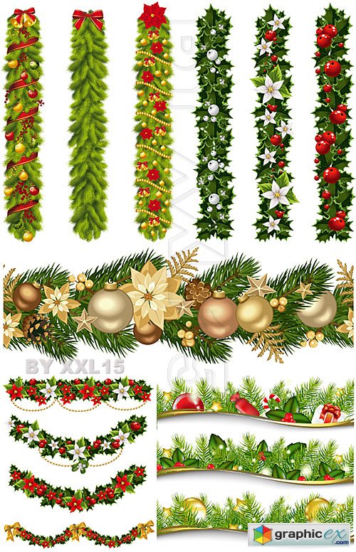 Vector Christmas decorative garlands