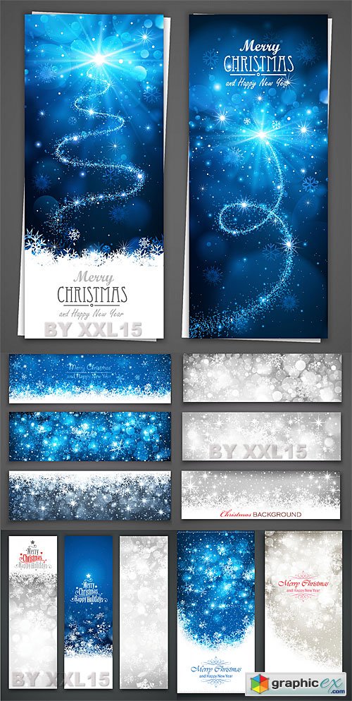 Vector Christmas banners with snowflakes