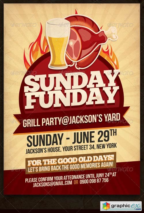 Sunday Funday Grill Party Flyer