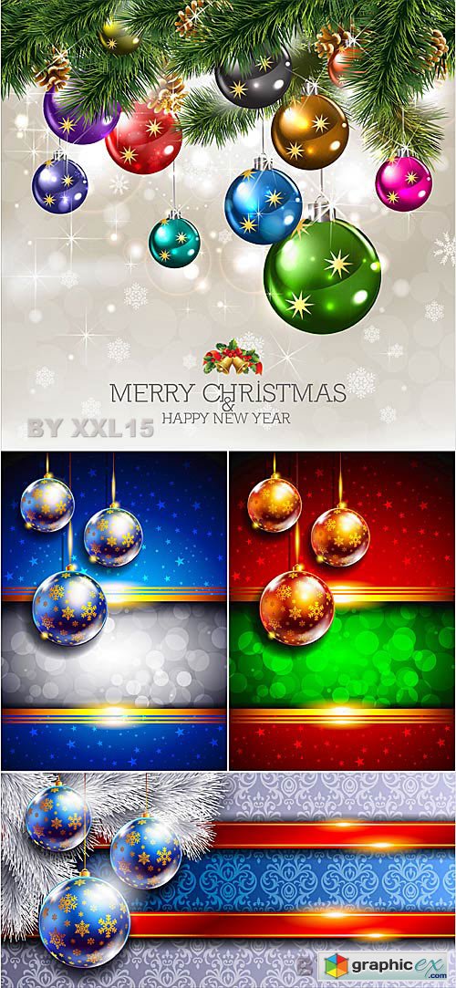 Vector Christmas backgrounds with shiny balls