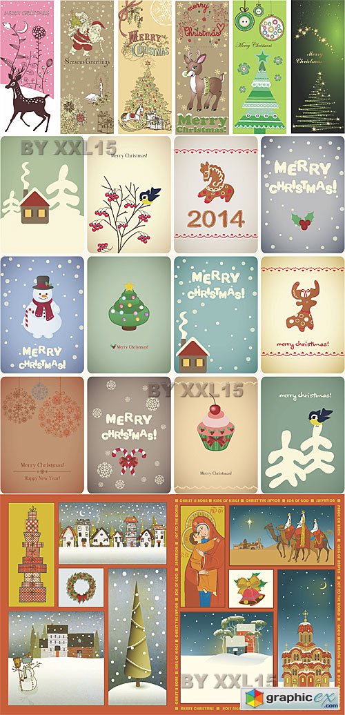 Vector Vintage Christmas cards and posters