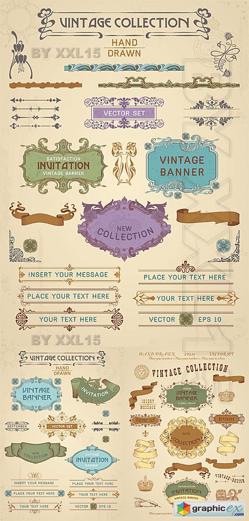 Vector Vintage banners and labels set