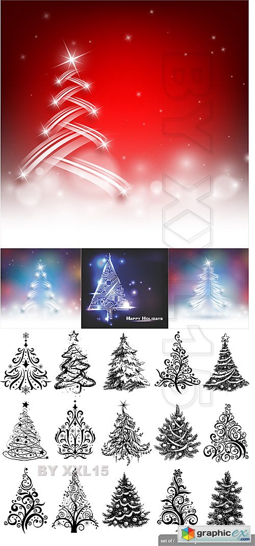 Vector Christmas trees vector set