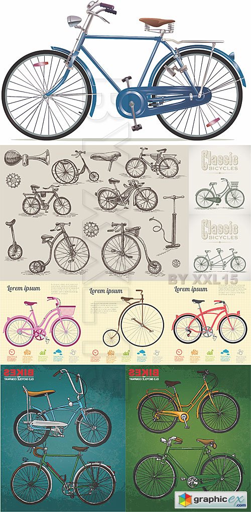 Vector Retro bicycles illustration