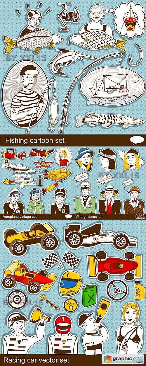 Vector Vintage cartoon labels and stickers