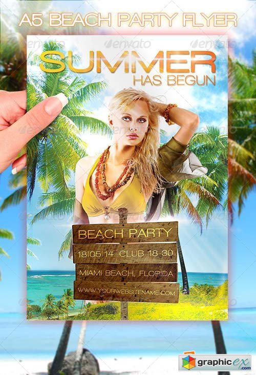 A5 Summer Beach Party Flyer Template