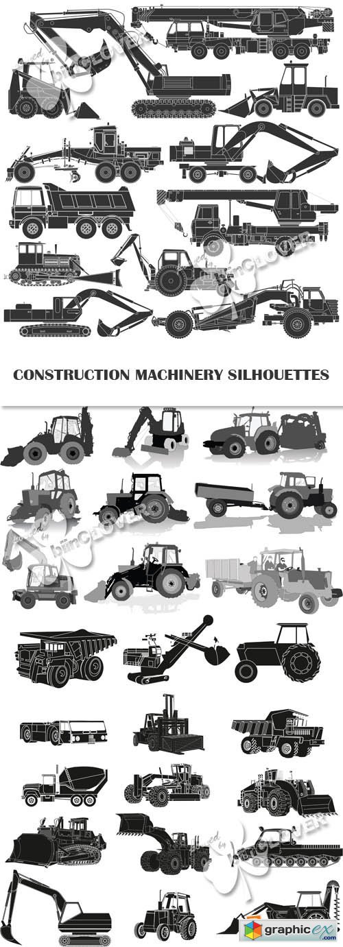 Vector Construction machinery silhouettes 0558