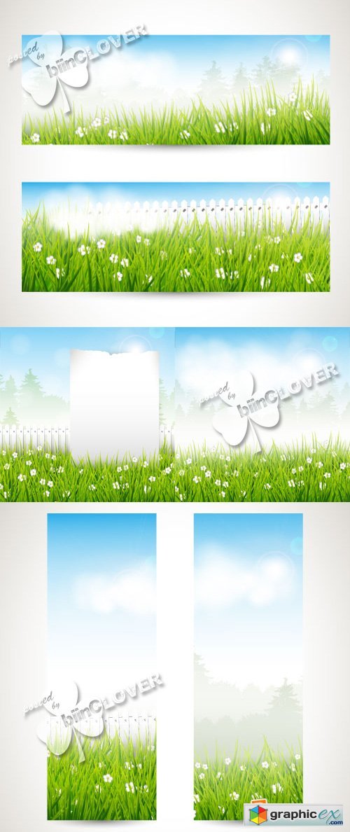 Vector Backgrounds and banners with green grass 0375