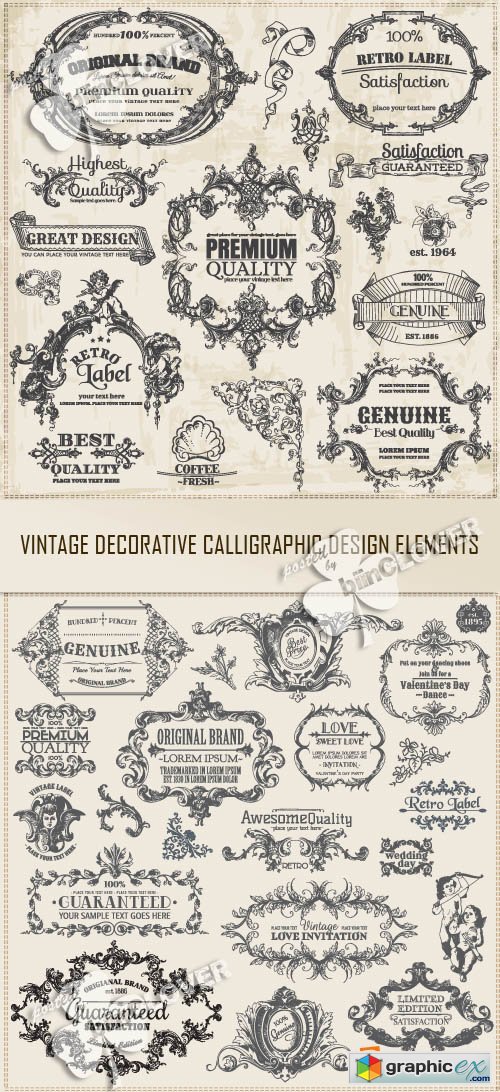 Vector Vintage decorative calligraphic design elements 0372