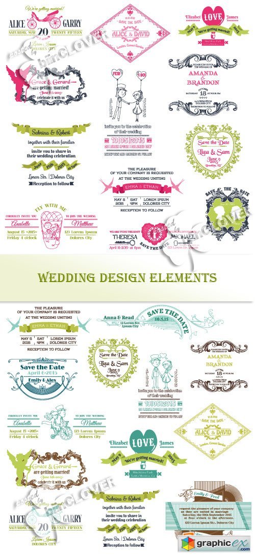 Vector Wedding design elements 0372