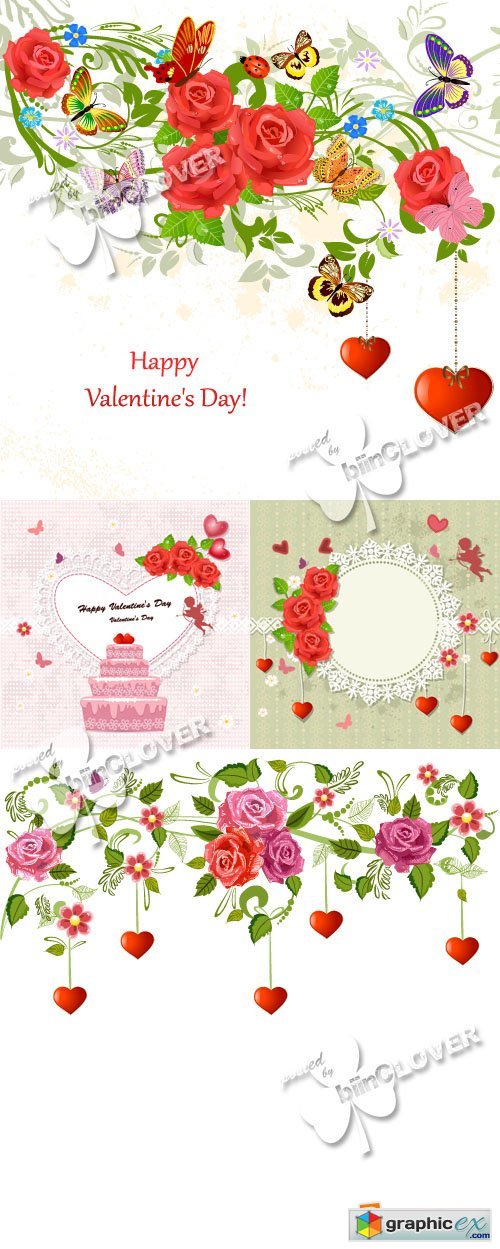 Vector Happy Valentines Day cards 0370