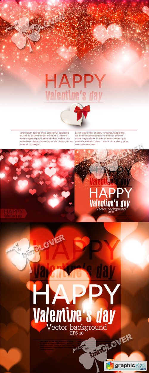 Vector Valentine red background with hearts 0370