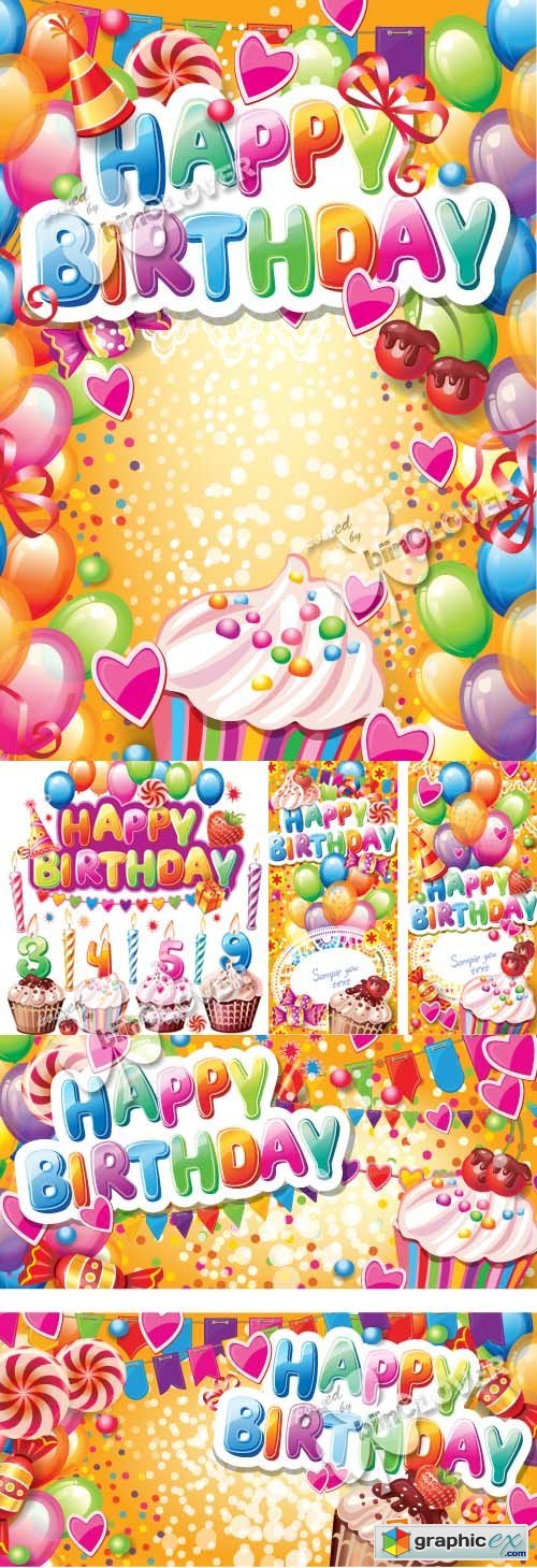Vector Happy birthday card 0369