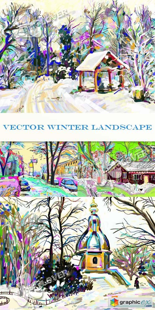 Vector Vector winter landscape 0367