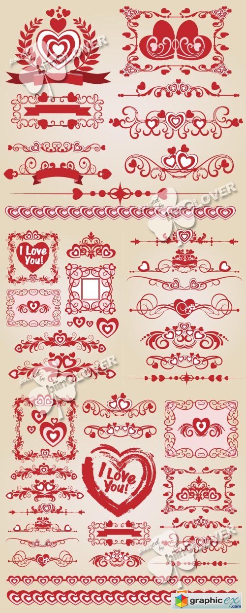 Vector Decorative ornaments for Valentine&#039;s Day 0368
