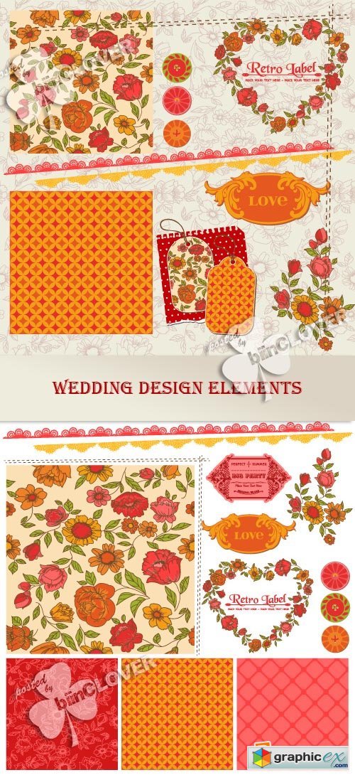 Vector Wedding design elements 0368