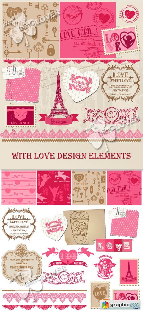 Vector With love design elements 0365