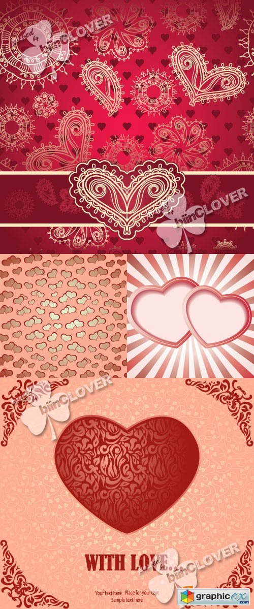 Vector Greeting card with vintage heart 0361