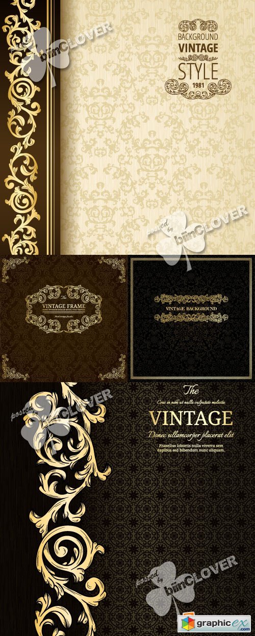 Vector Vintage background with golden ornament 0358