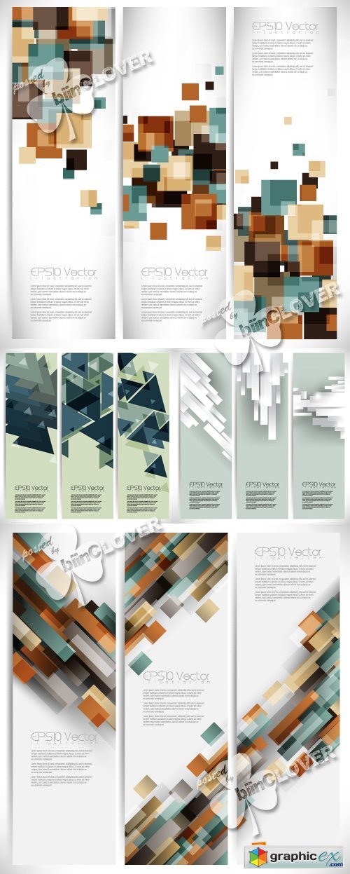 Vector Abstract geometric banners set 0354