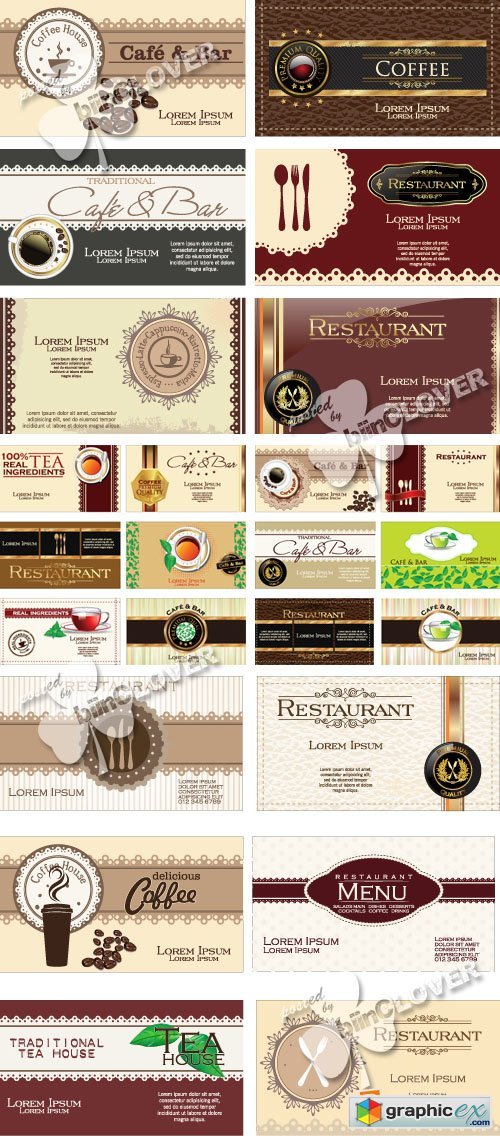 Vector Business cards for cafe or restaurant 0352
