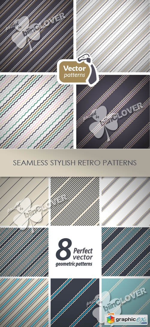 Vector Seamless stylish retro patterns 0352