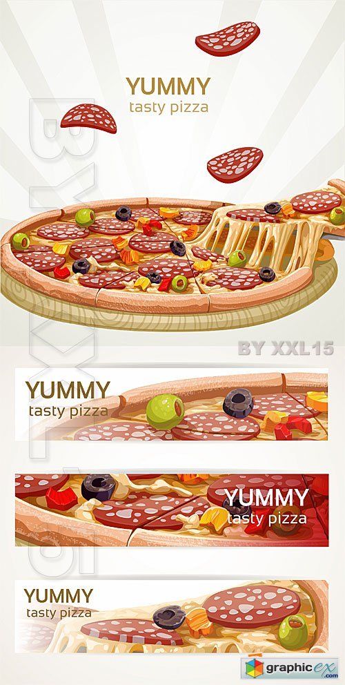 Vector Backgrounds with tasty pizza