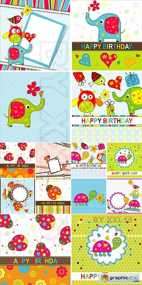 Vector Colorful birthday cards