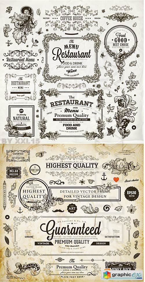Vector Calligraphic design elements and page decorations