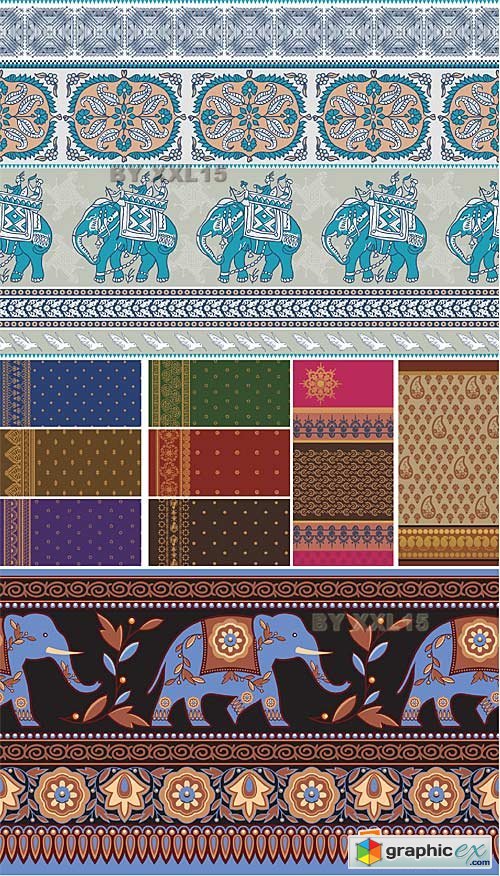 Vector Indian patterns and borders